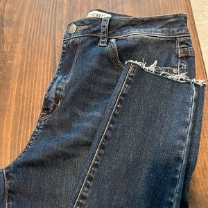 Brand new velvet heart skinny jeans. Raw hem.